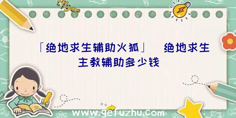 「绝地求生辅助火狐」|绝地求生主教辅助多少钱